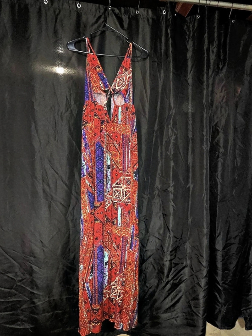 Geometric Maxi Dress in Red & Purple Like New
